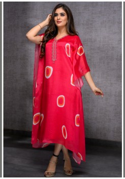 Pink Chinnon  Kaftan Kurti   